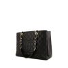 Chanel Shopping GST large model bag worn on the shoulder or carried in the hand in black quilted grained leather - 00pp thumbnail