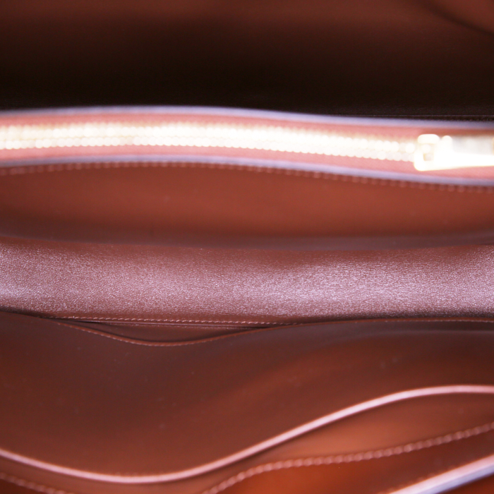 Celine 16 medium model shoulder bag in brown leather - Detail D3