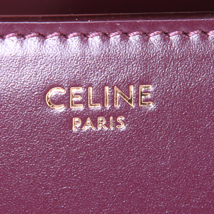 Celine 16 medium model shoulder bag in burgundy leather - Detail D4