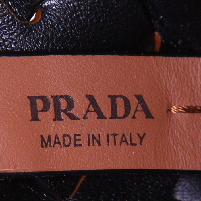Borsa Prada Bucket bag in pelle marrone intrecciata - Detail D3