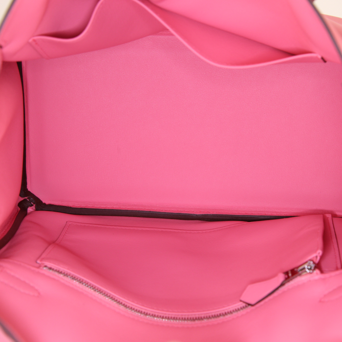 Bolso de mano Hermes Birkin 25 cm en cuero swift rosa - Detail D2