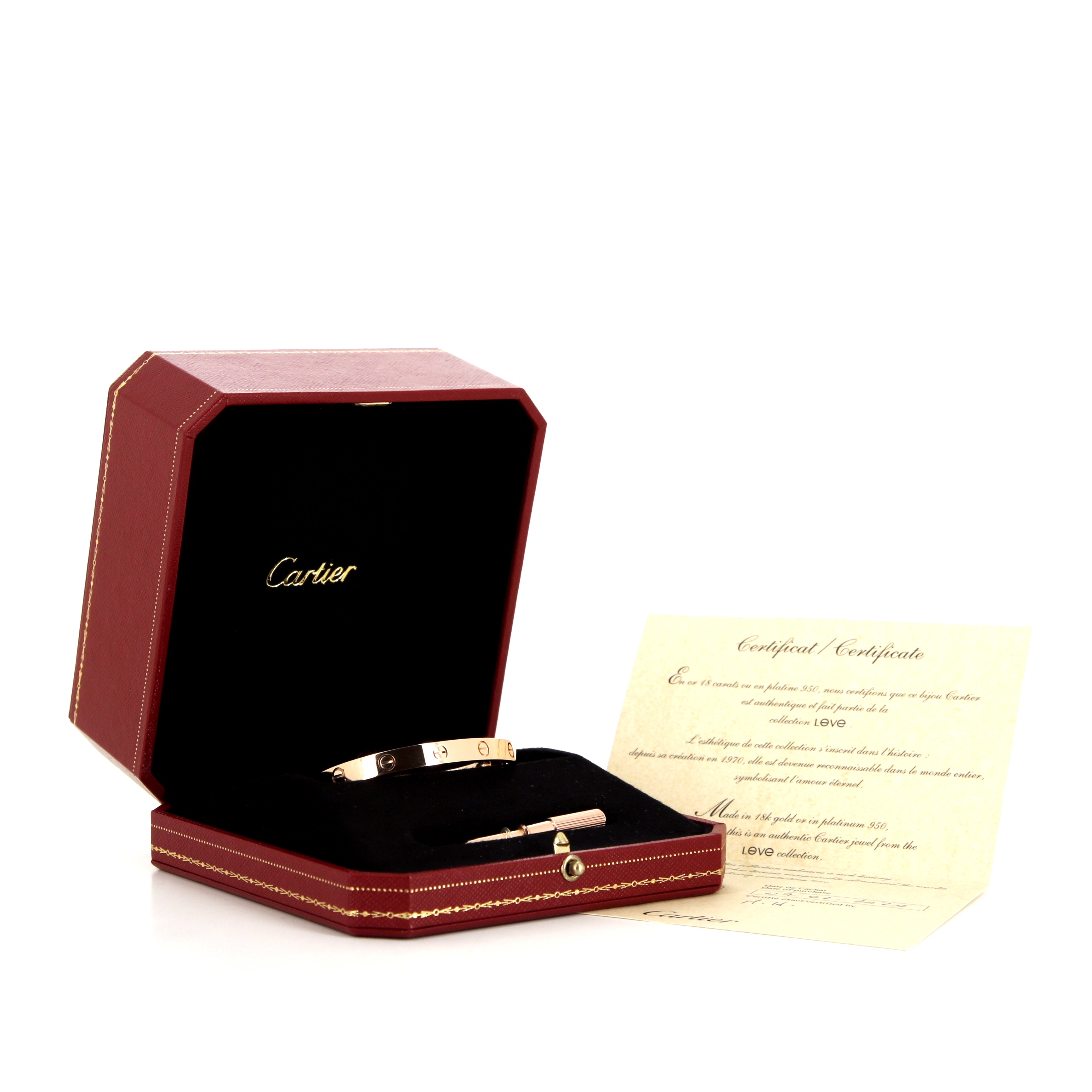 Bracelet Cartier Love en or rose - Detail D2