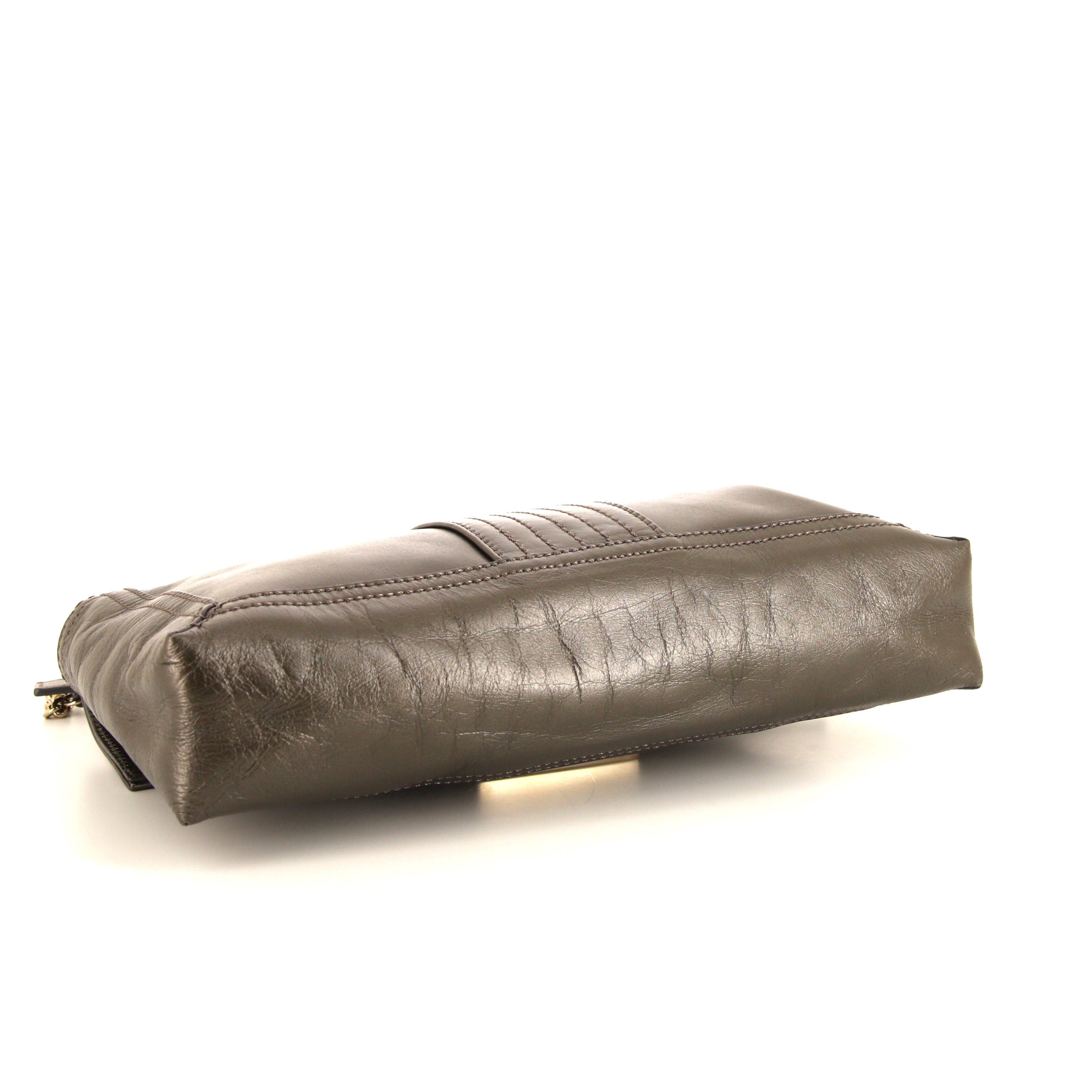 Sac à main Fendi Baguette en cuir Vert Bronze - Detail D5