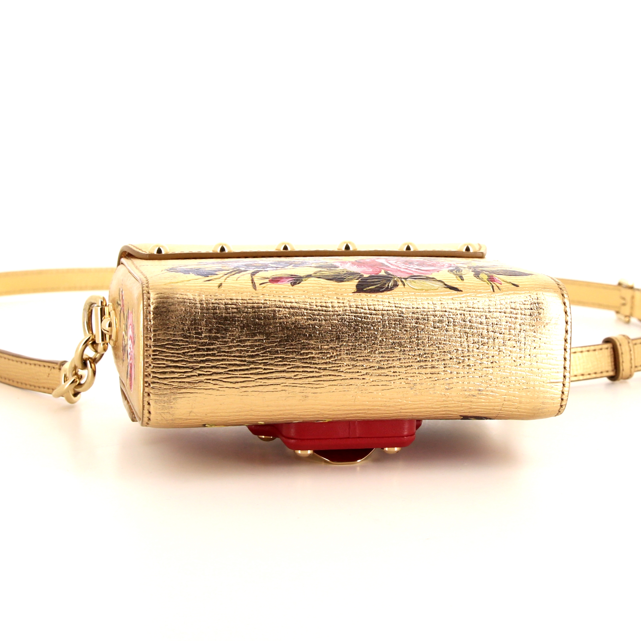 Dolce & Gabbana Lucia shoulder bag in gold leather - Detail D4