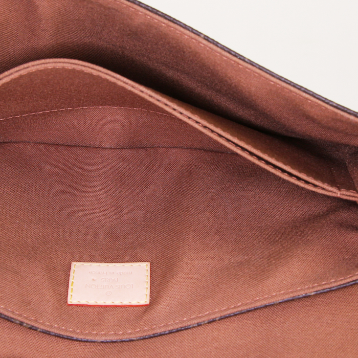 Bolso de mano Louis Vuitton Marelle en lona Monogram revestida marrón y cuero natural - Detail D2