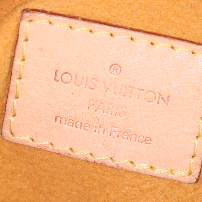 Sac à main Louis Vuitton Baggy en toile denim monogrammée bleue et cuir naturel - Detail D3