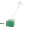 Ettore Sottsass, "Don" desk lamp in green and white lacquered metal and white enamelled ceramic, Stilnovo edition, publisher's label, creation of 1977, edition of the 1980s - 00pp thumbnail