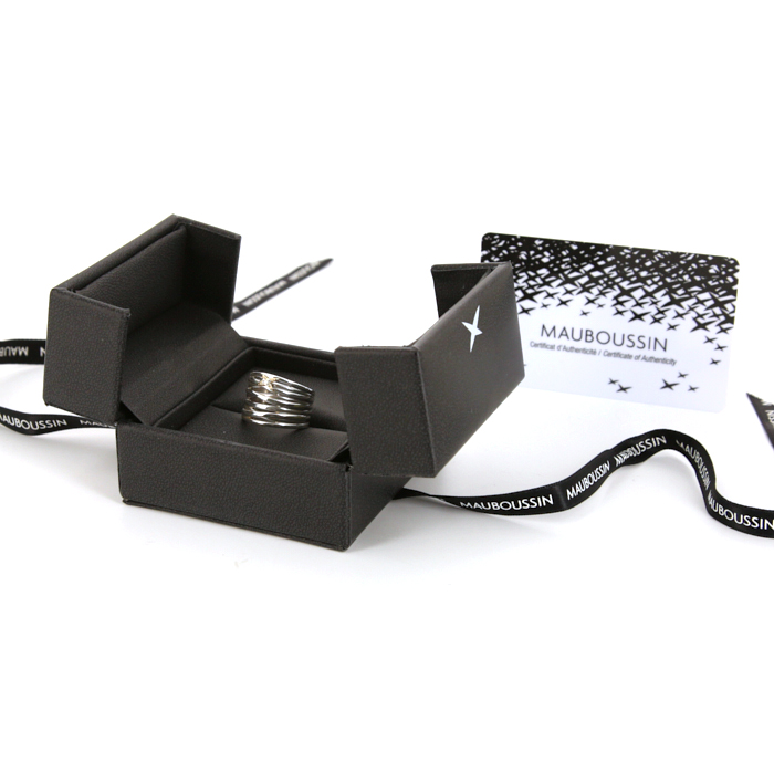 Sortija Mauboussin Kiff & Kiss en plata,  oro amarillo y diamantes - Detail D2