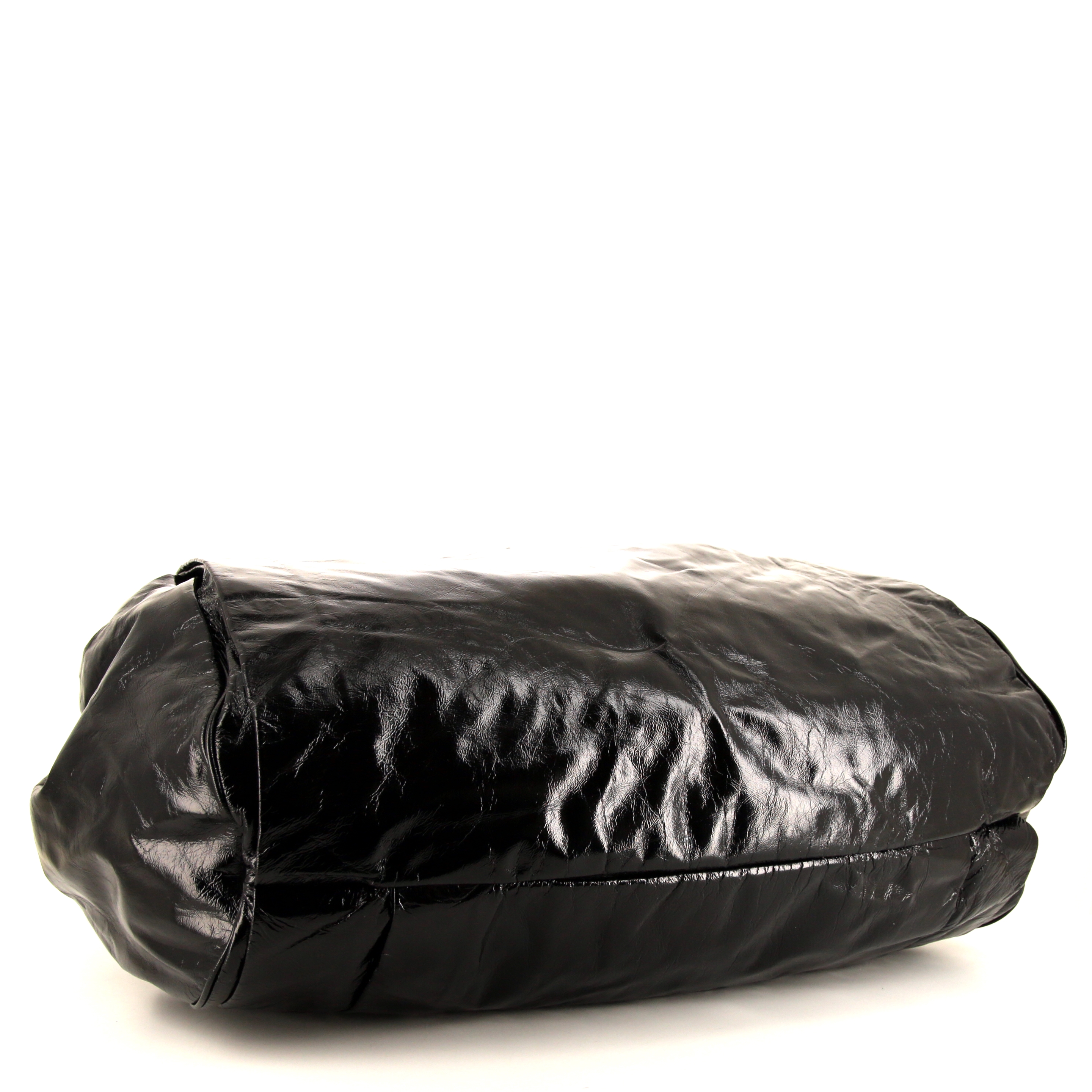 Borsa a tracolla Bottega Veneta in pelle verniciata nera - Detail D4