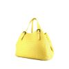 Shopping bag Bottega Veneta Fourre-tout in pelle intrecciata gialla - 00pp thumbnail