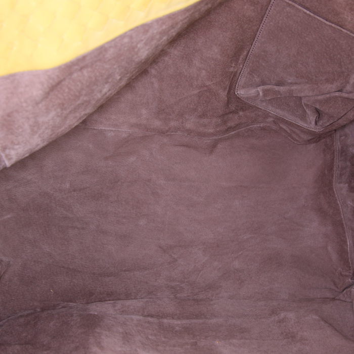 Sac cabas Bottega Veneta Fourre-tout en cuir intrecciato jaune - Detail D2