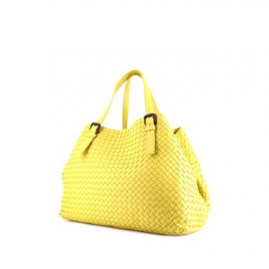 Sac cabas Bottega Veneta Fourre-tout en cuir intrecciato jaune