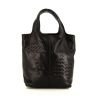 Bottega Veneta shopping bag in black smooth leather and black intrecciato leather - 360 thumbnail