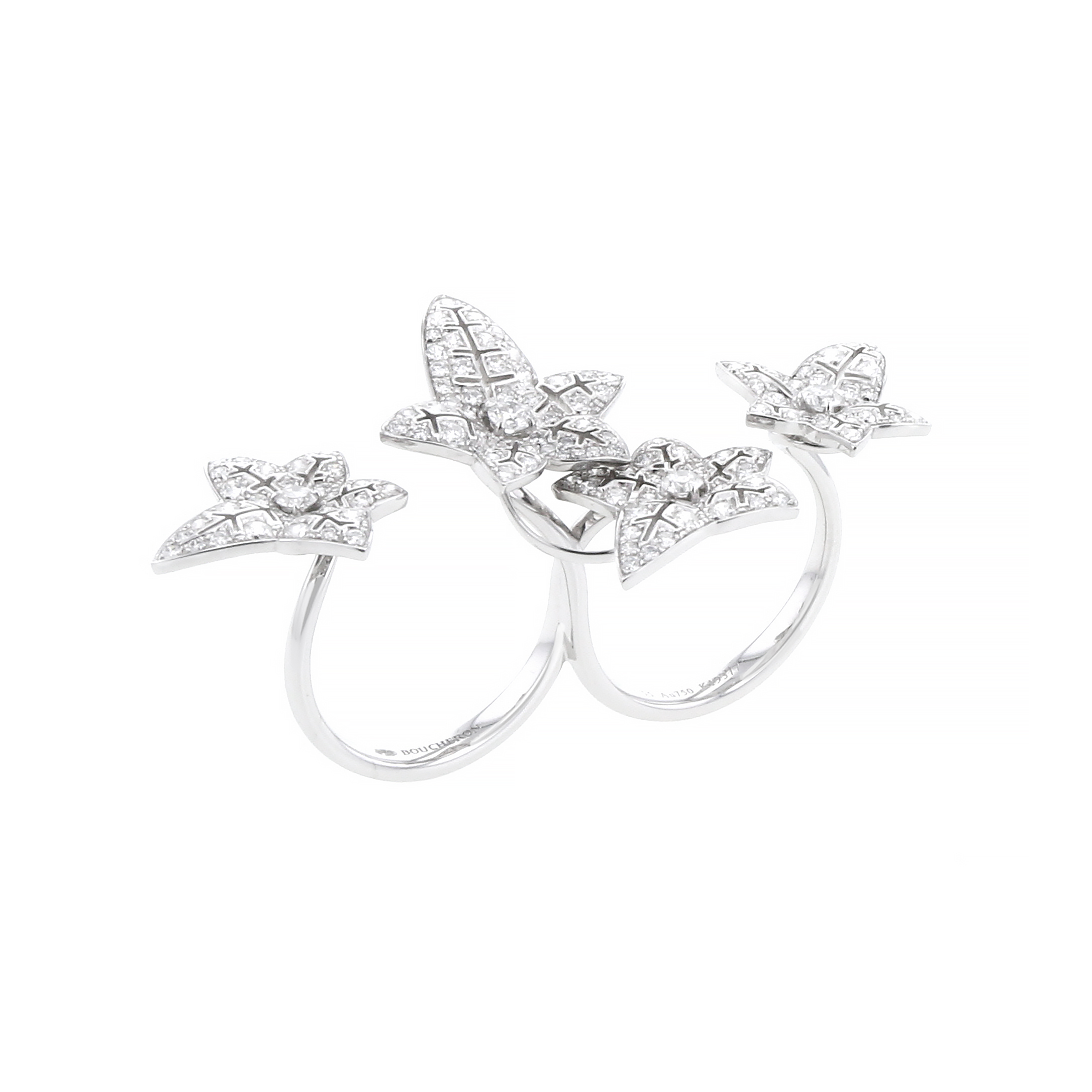 Sortija Boucheron Lierre de Paris modelo grande en oro blanco y diamantes - Detail D1