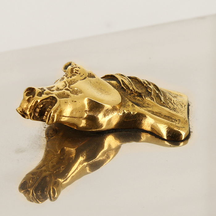 Hermès box with horse head decoration, in silver-plated and bronze metal, 1980s - Detail D2