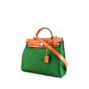 Hermes Herbag shoulder bag in green canvas and natural leather - 00pp thumbnail