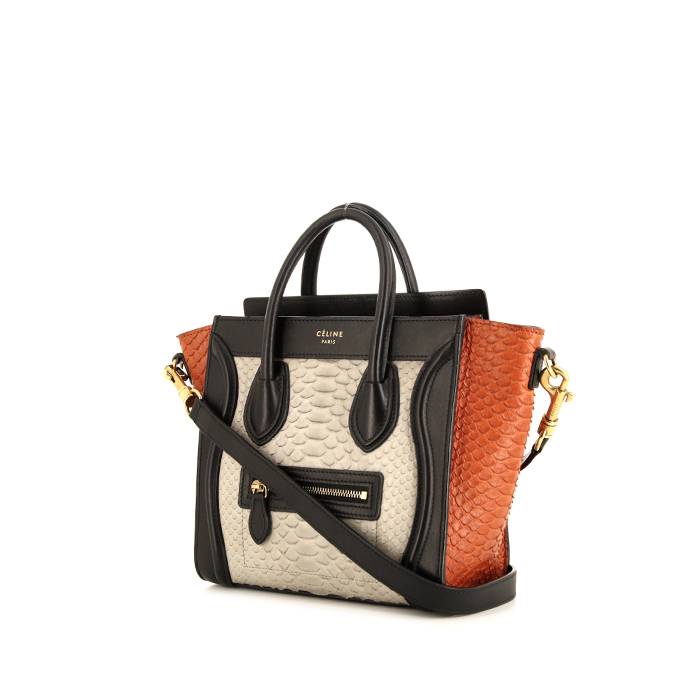 Céline Orange/Black Trim Pebble Leather NANO Luggage Tote Bag – BRANDS N  BAGS