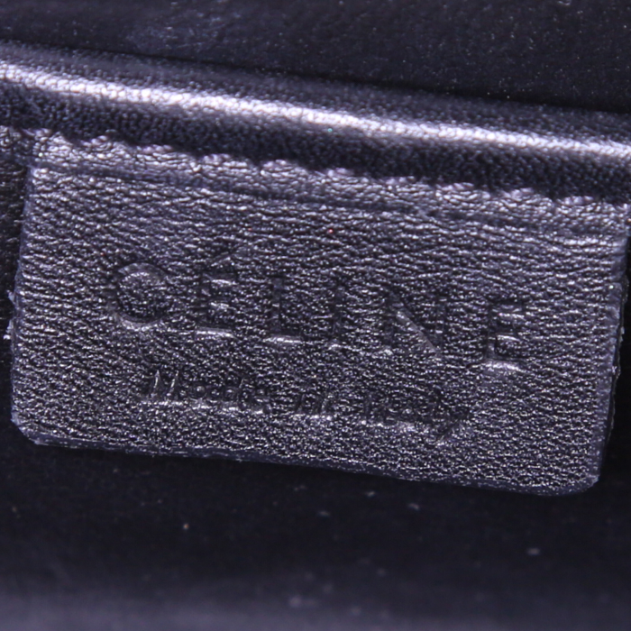 Céline Luggage Nano shoulder bag in grey and orange python and black leather - Detail D4