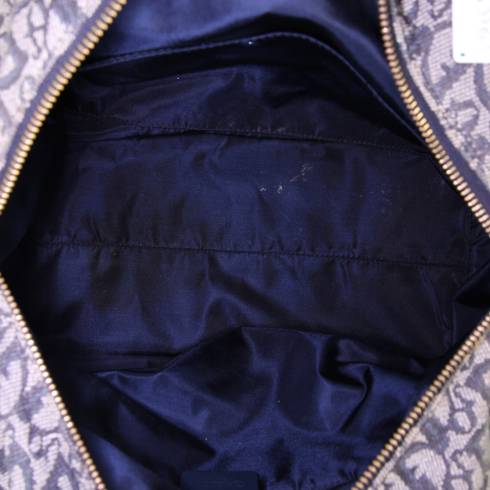 Sac à main Dior en toile siglée bleu-marine et cuir bleu-marine - Detail D2