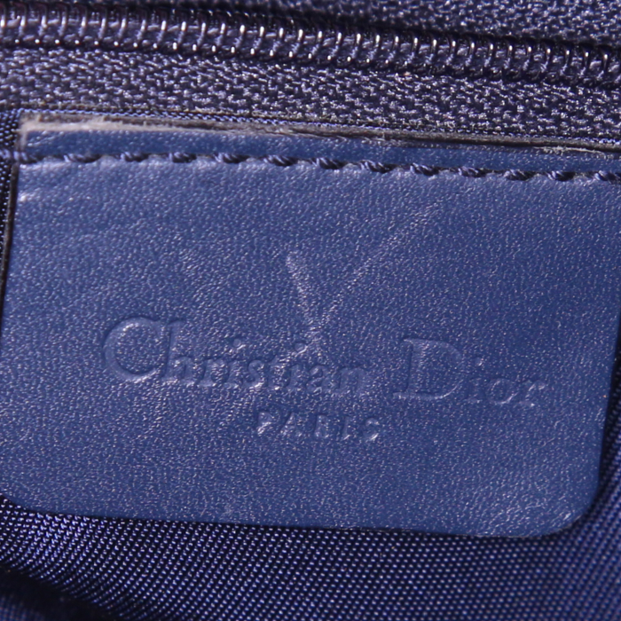 Dior handbag in navy blue logo canvas and navy blue leather - Detail D3