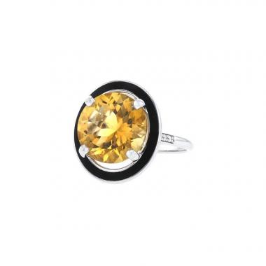 Mauboussin Absolument Toi ring in white gold,  lacquer and diamonds and in citrine