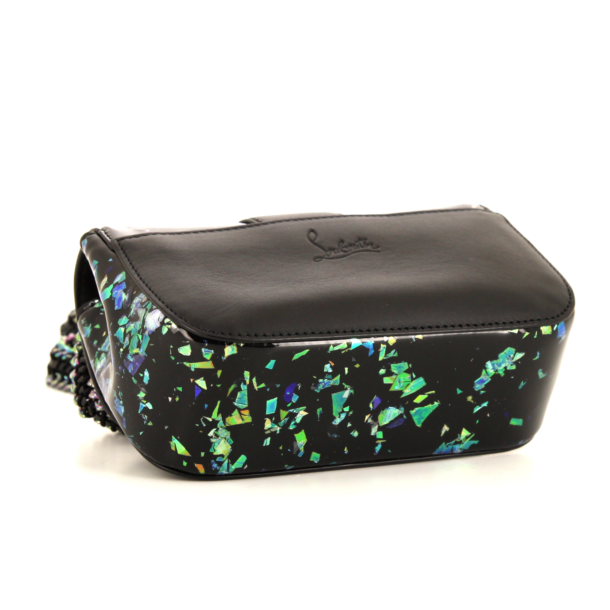 Sac bandoulière Christian Louboutin Sweet Charity petit modèle en cuir verni noir - Detail D4