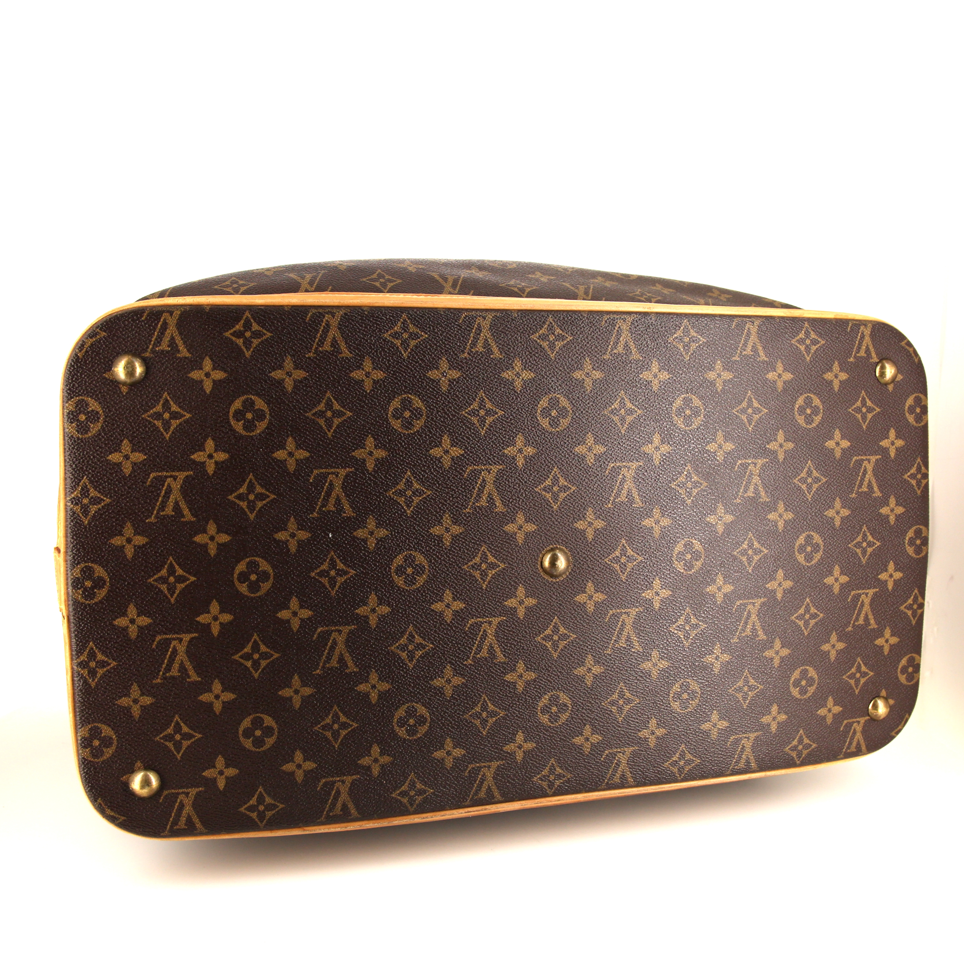Louis Vuitton Cruiser travel bag in brown monogram canvas and natural leather - Detail D4