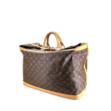 Borsa da viaggio Louis Vuitton Cruiser in tela monogram cerata marrone e pelle naturale