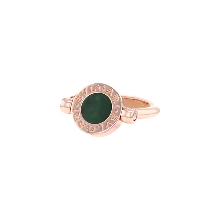 Twisted Bulgari Bulgari Bulgari ring in pink gold,  jade and diamonds - Detail D1