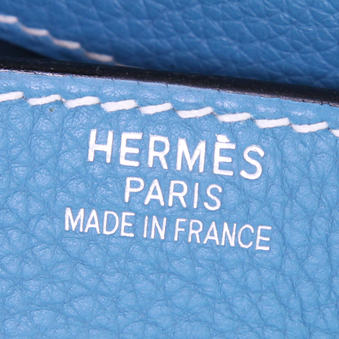 Bolsa de viaje Hermes Haut à Courroies - Travel Bag en cuero togo azul - Detail D3