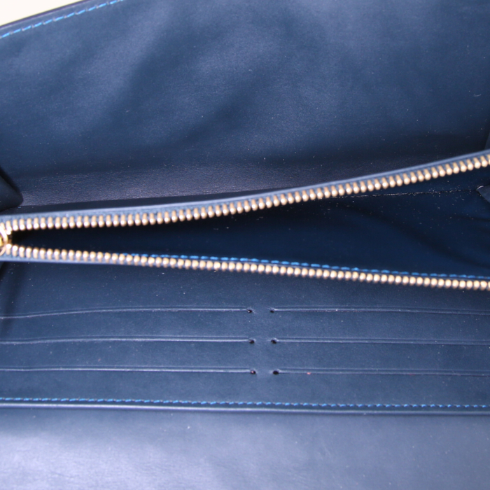 Billetera Louis Vuitton en cuero monogram huella azul petróleo - Detail D2