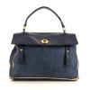 Yves Saint Laurent Muse Two handbag in blue leather and beige canvas - 360 thumbnail