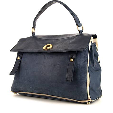 Sac à main Saint Laurent  Muse Two en cuir bleu et toile beige