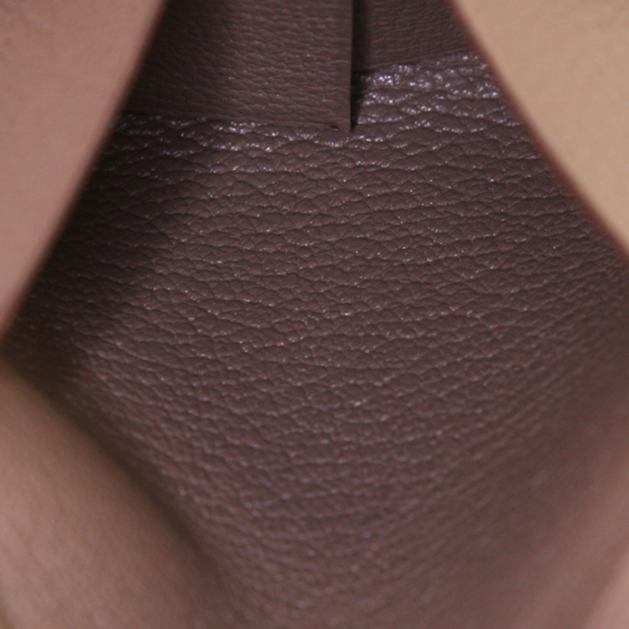 Porte-monnaie Hermès en cuir grainé étoupe - Detail D2