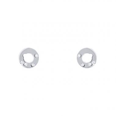 Paire de puces d'oreilles Dinh Van Cible en or blanc et diamants