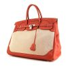 Hermes Birkin Ghillies 40 cm handbag in sanguine smooth leather and beige canvas - 00pp thumbnail