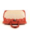 Hermes Birkin Ghillies 40 cm handbag in sanguine smooth leather and beige canvas - 360 Front thumbnail