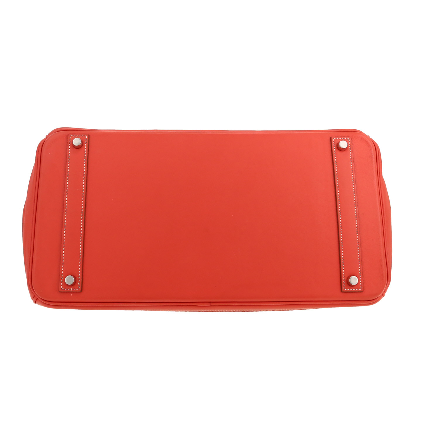 Borsa Hermes Birkin Ghillies 40 cm in pelle liscia sanguine e tela beige - Detail D1