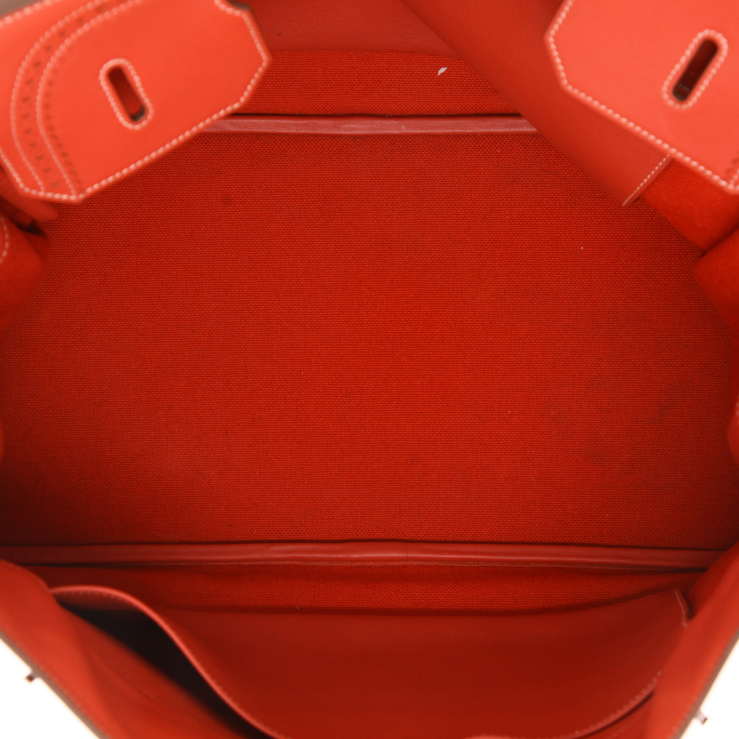 Bolso de mano Hermes Birkin Ghillies 40 cm en cuero liso sanguine y lona beige - Detail D3