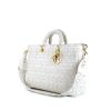 Shopping bag Dior Lady Dior modello grande in pelle intrecciata bianca - 00pp thumbnail