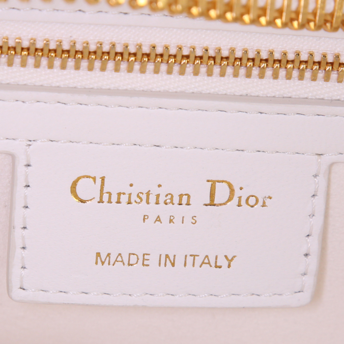 Shopping bag Dior Lady Dior modello grande in pelle intrecciata bianca - Detail D4