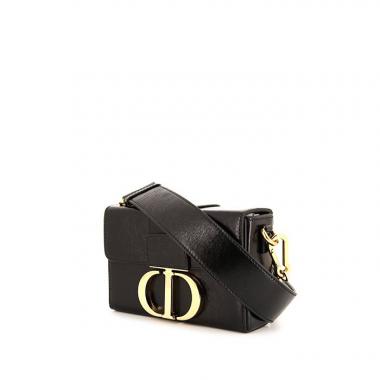 Christian Dior Crackled Lambskin 30 Montaigne Box Bag Black