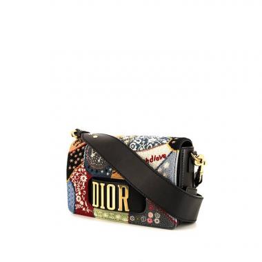 Bolso bandolera Dior DIO(R)EVOLUTION en lona multicolor y cuero negro