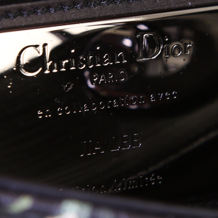 Borsa Dior Lady Dior Edition Limitée mini in pelle nera ricamato con perle colorate che rappresentano dei fiori - Detail D4