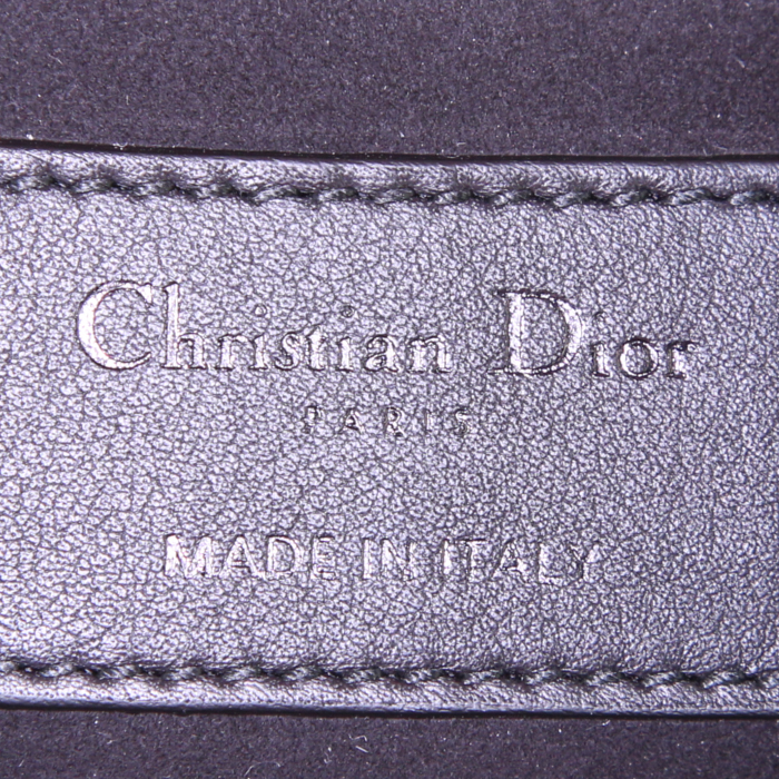 Sac bandoulière Dior Mini Lady Dior en strass rouges et noirs et cuir noir - Detail D4