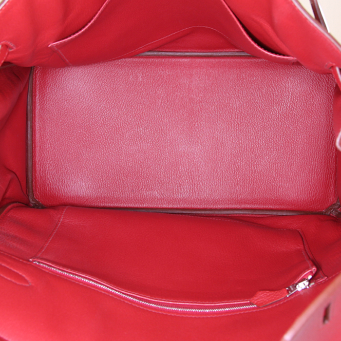 Sac à main Hermes Birkin 35 cm en cuir togo rouge - Detail D2