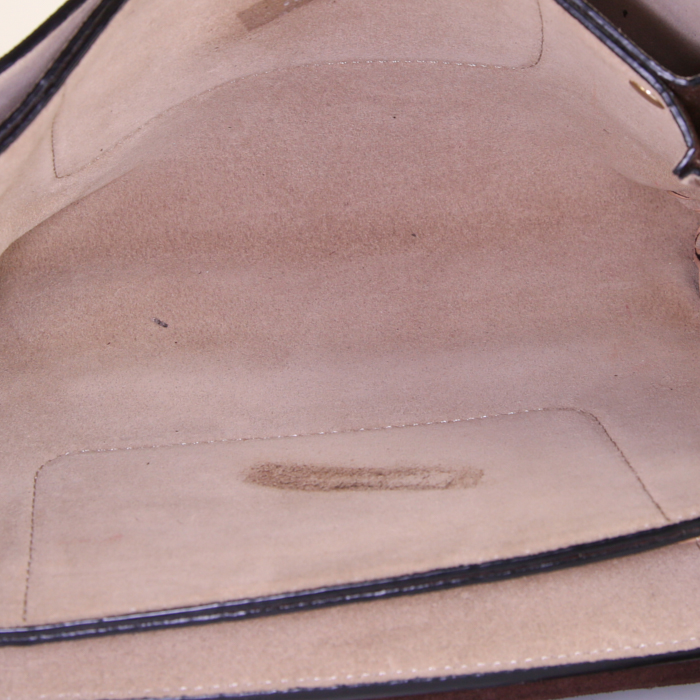 Sac bandoulière Chloé Faye en python gris et daim marron - Detail D2