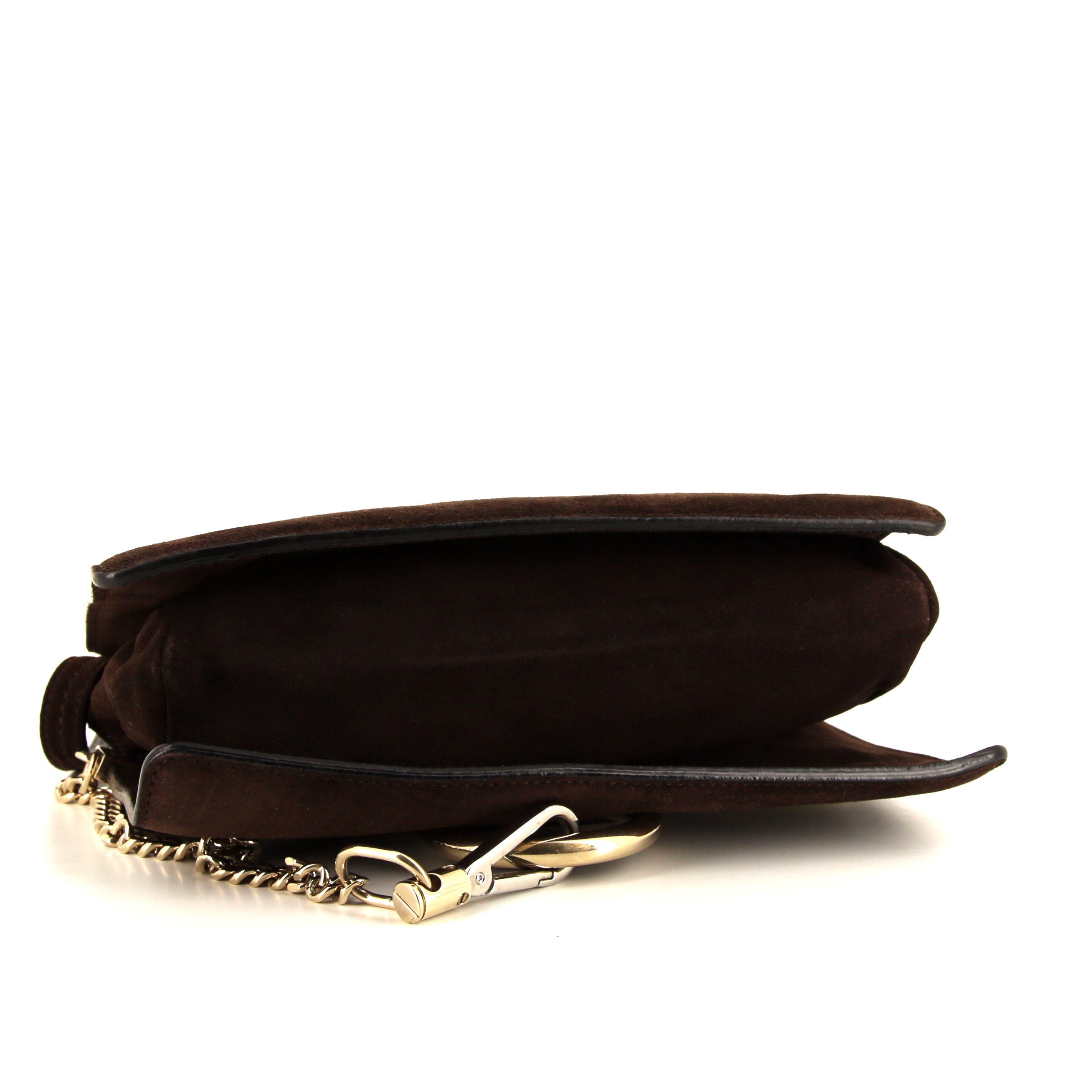 Sac bandoulière Chloé Faye en python gris et daim marron - Detail D4