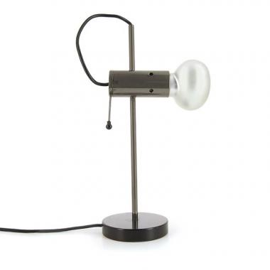 Tito Agnoli, Model 251 table lamp, in black lacquered metal and nickel-plated metal with gunmetal finish, O-luce edition, creation of 1955, 1960s edition
