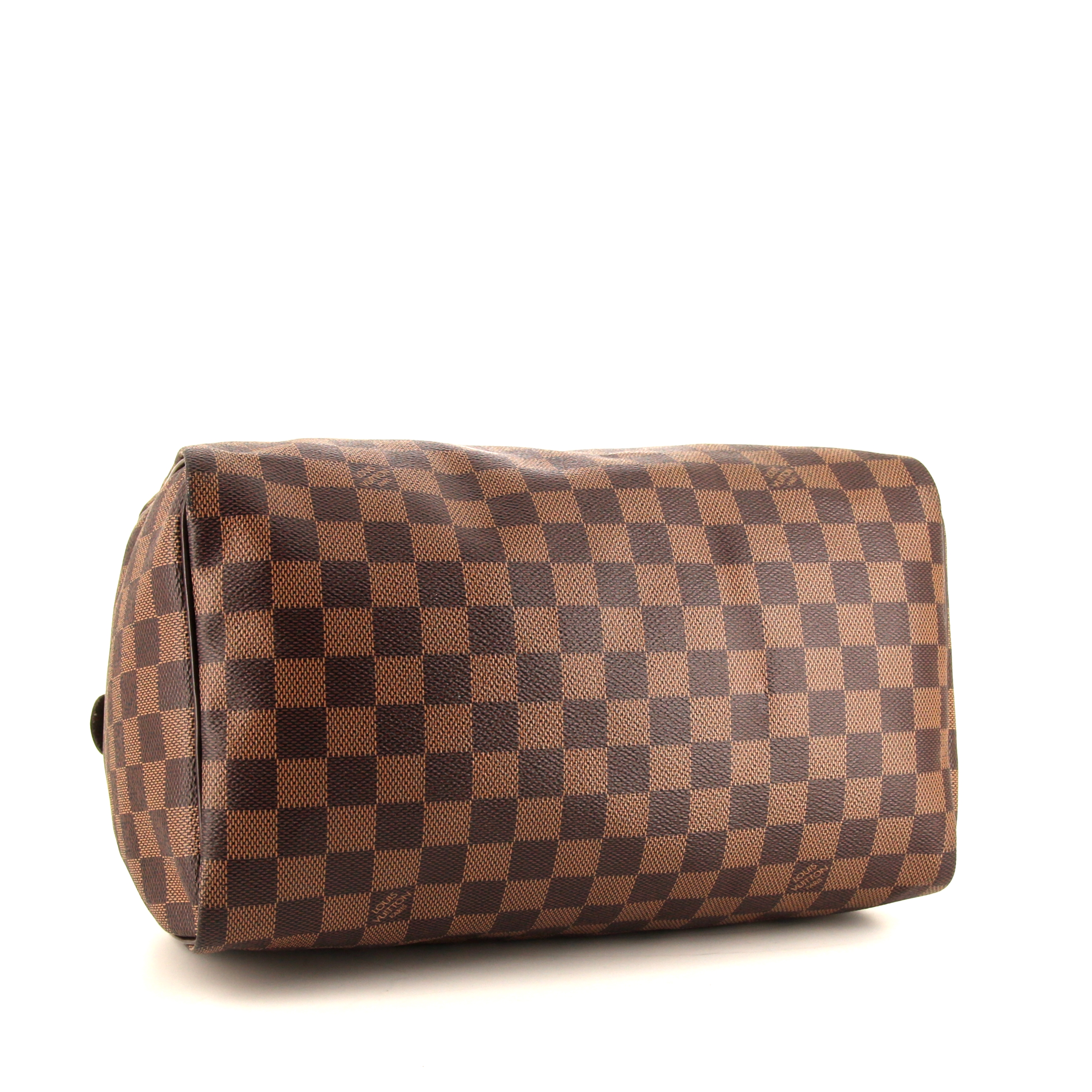 Borsa Louis Vuitton Speedy 30 in tela a scacchi ebana e pelle marrone - Detail D4